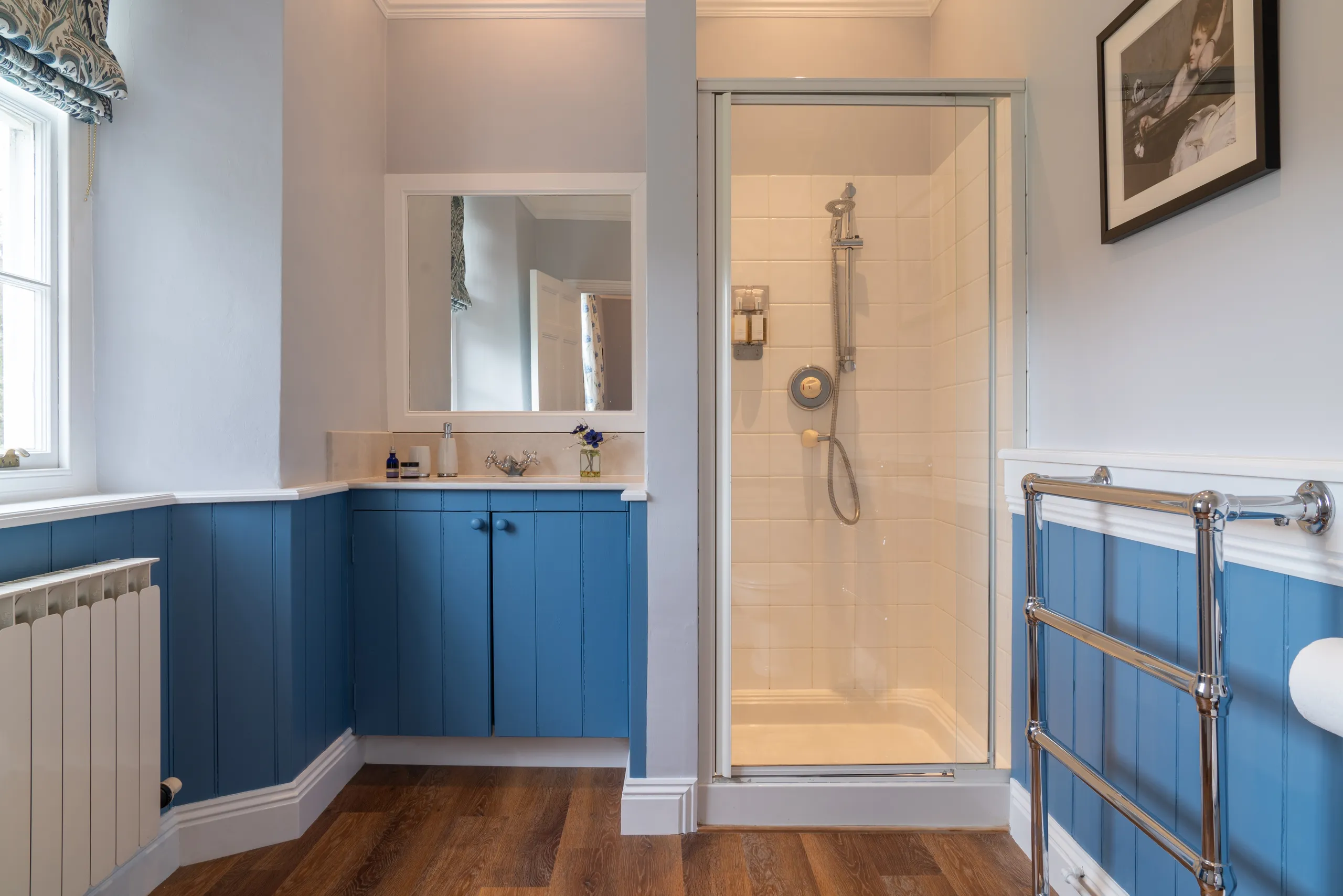 Blue Bathroom with Shower