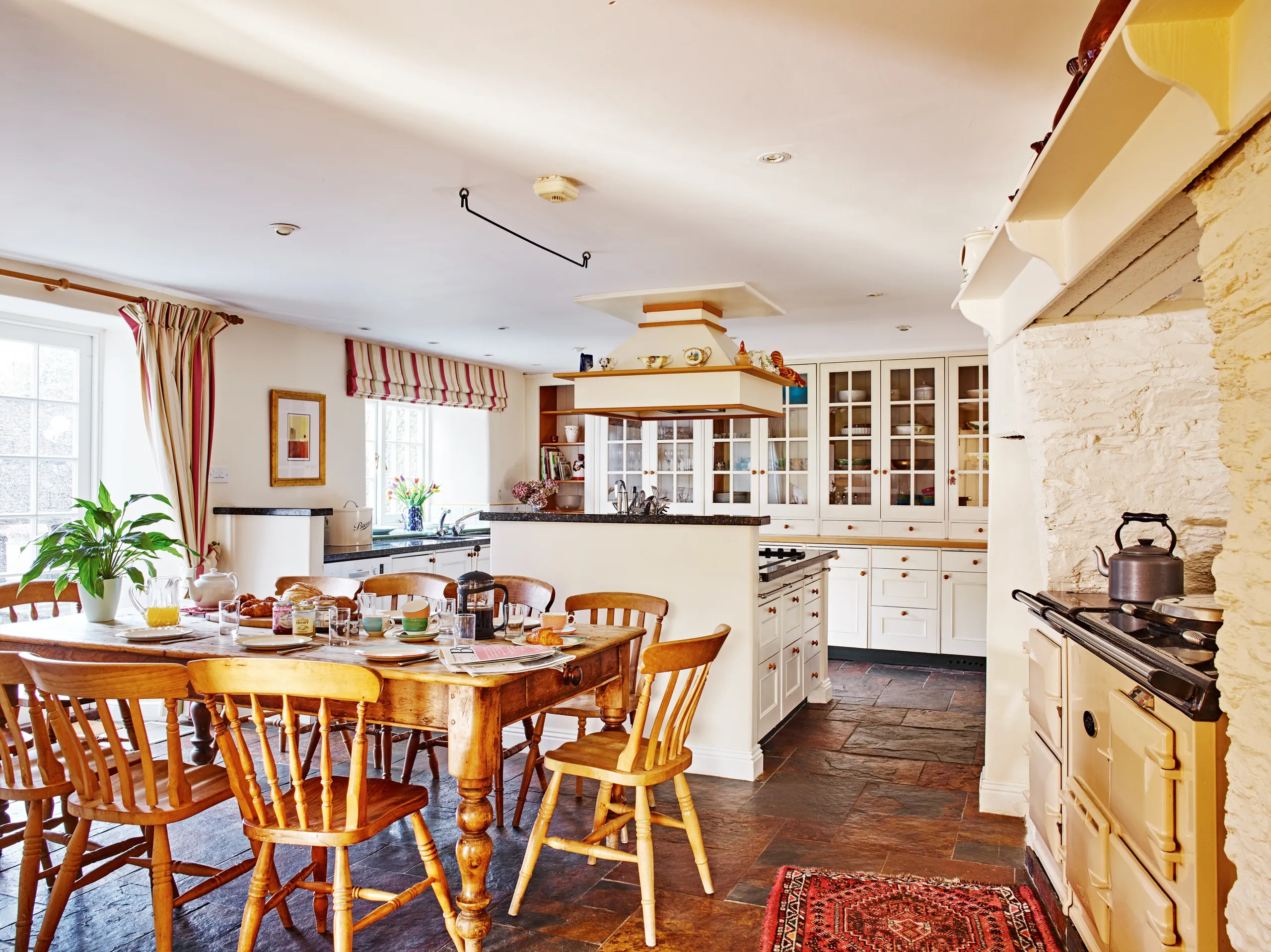 Dining table looking into kitchen