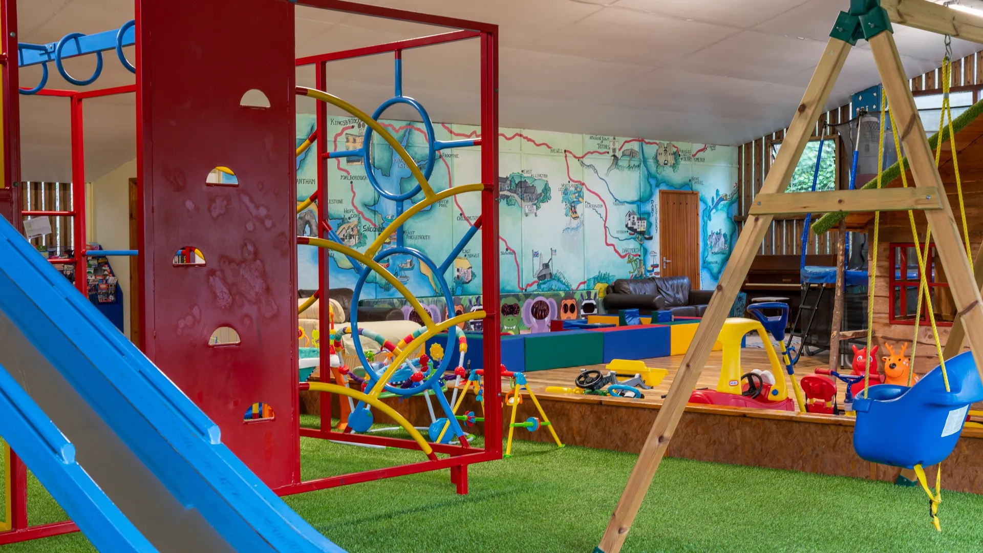 Play barn with climbing frame and babys swing