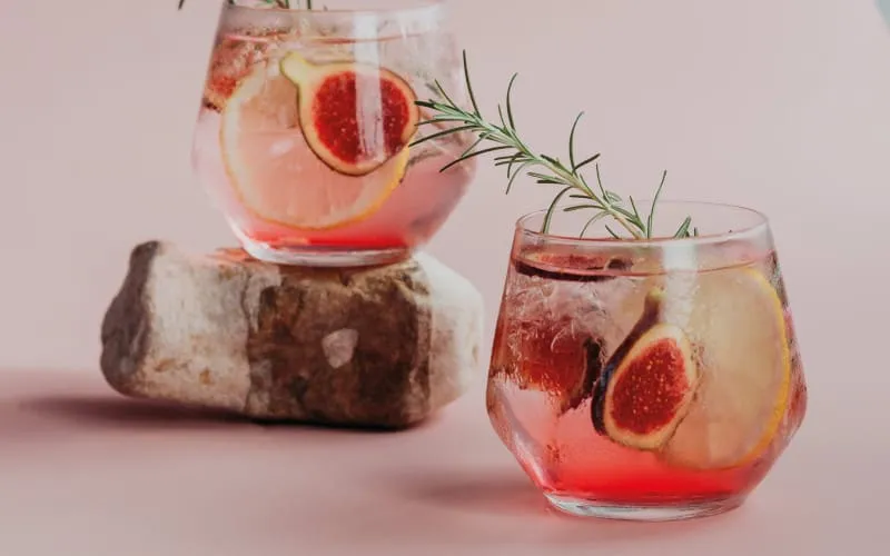 Pink cocktail drinks