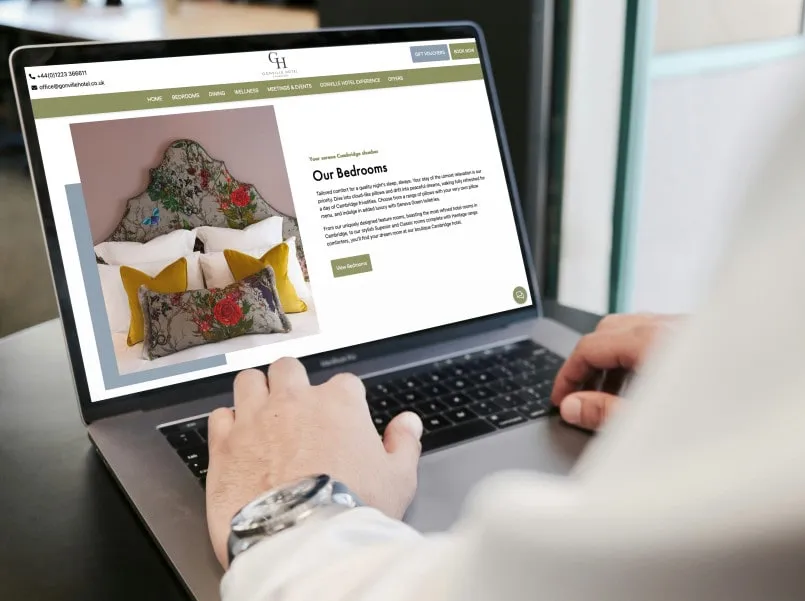 Mock up of Gonville Hotel website