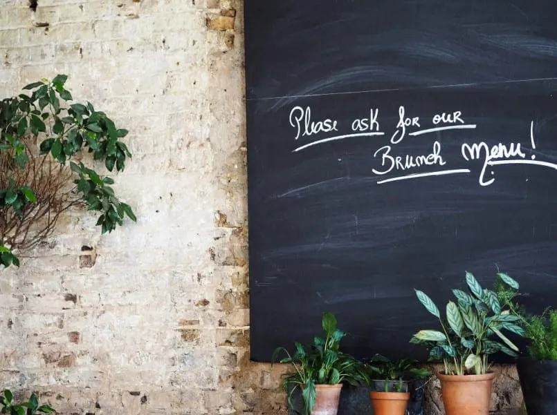 Writing on a blackboard in a cafe