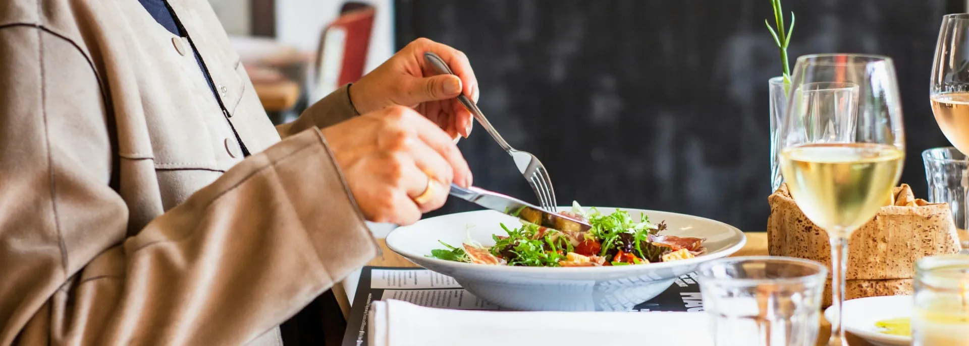 Eating in restaurant