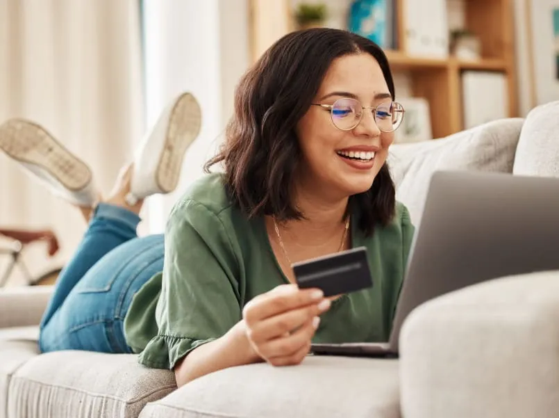 Person lying on a sofa Online Shopping