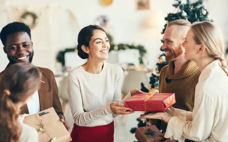 People giving gifts
