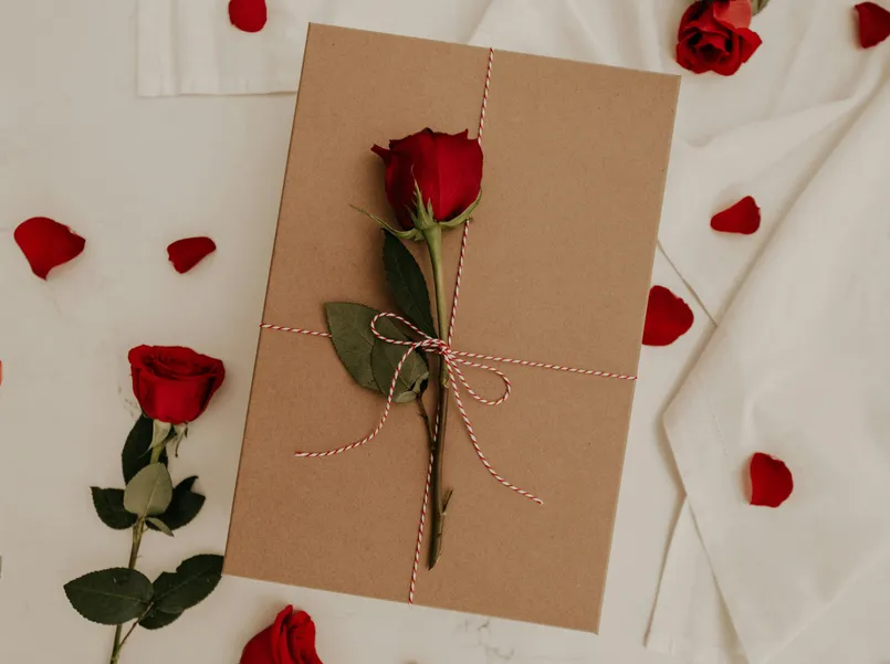 Valentine's gift rose on box