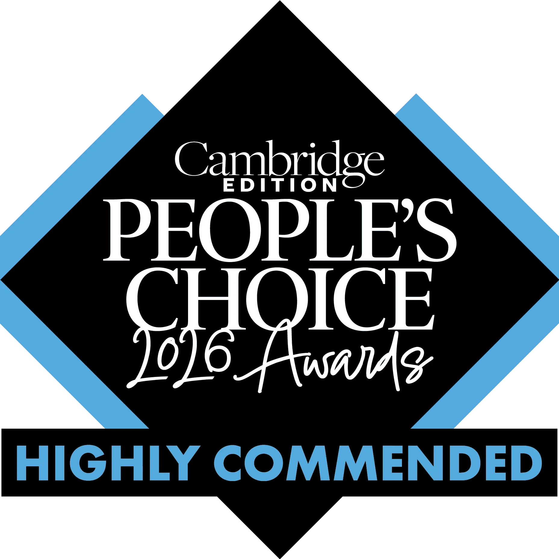 Cambridge Edition People’s Choice 2016 Awards badge with ‘Highly Commended’ text