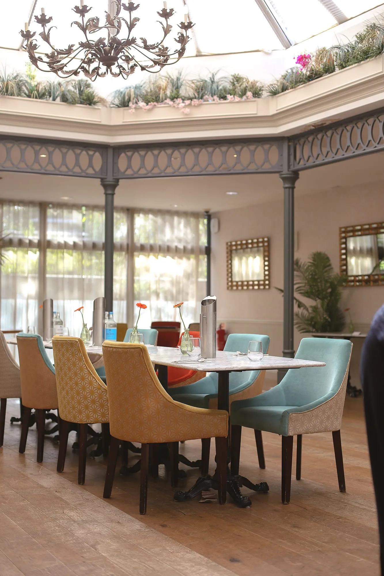 Dining table set up in centre of room