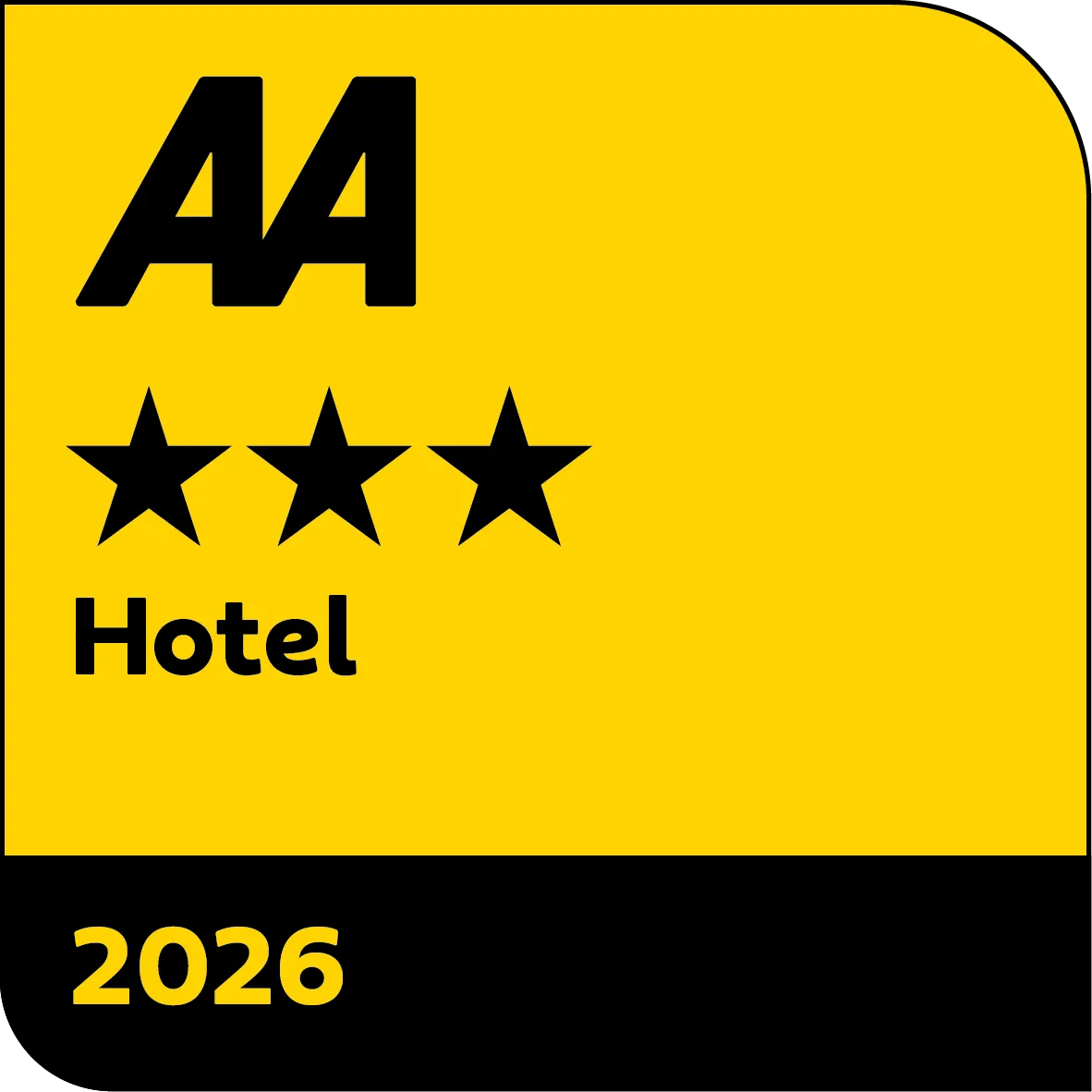 AA Hotel 3-star award badge for 2026