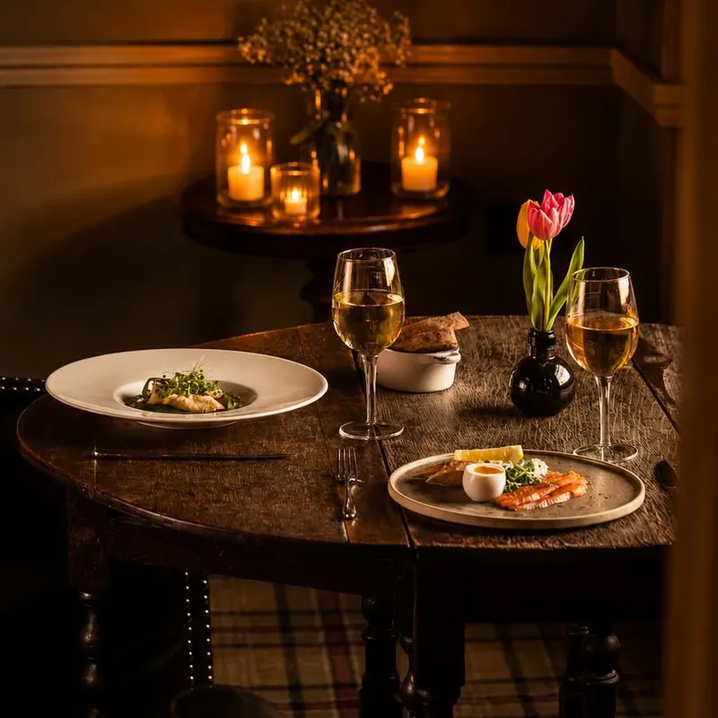 Festive dining at Washingborough Hall with candlelit tables, seasonal dishes and warm Christmas ambience in an elegant country house setting.