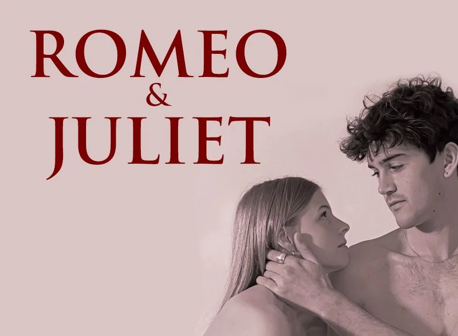 Romeo & Juliet promotional image showing two young people looking at each other closely.